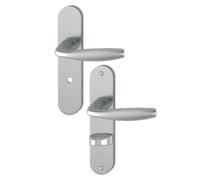 Hoppe Ensemble de porte sur plaque New York 1810/318KN – entraxe 165 mm – WC – aspect inox F9