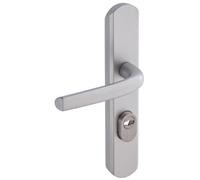 Vachette Poignée de porte sur plaque Sécumax One – Clé I, entraxe 195 mm, aluminium anodisé argent