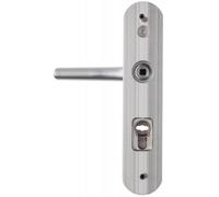 Vachette Poignée de Porte sur Plaque Sécumax One - Version Clé I, Entraxe 195 mm - Pose Facile - en Aluminium - Protecteur de Cylindre Inox Ajustable de 5 mm - Anodisé Argent - Garantie 10 Ans