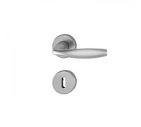 Poignées sur rosaces clé L - aluminium aspect inox - New York HOPPE