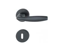 Poignées sur rosaces clé L - aluminium noir - New York HOPPE