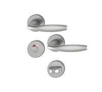 Poignées sur rosaces condamnation voyant - alu aspect inox - New York HOPPE