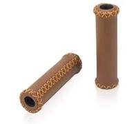 Poignées velo XLC cuir Marron cousu main 2L Marron