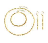 Poignet Connecté Anneaux 1 Gold/Silver Filled Jewelry Necklace Set Wedding Bridal Fashion Jewelry Sets Women Accessories Bracelets Earrings And Rings Messages Empilable Connecté (Gold, One Size)