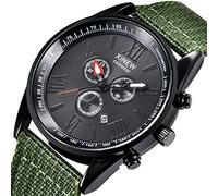 Poignet extérieur Sports Militaires Date Watch Quartz Steel Mens Analog Stainless Men's Watch Montre Homme Bois Coffret (Green, One Size)