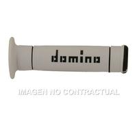 A240 PAIRE DE POIGNEES TRIAL BLANC / NOIR DOMINO DIAMÈTRE 22-26 UNIVERSEL