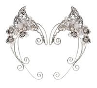 Poignets d'oreille elfe 1 paire de manchettes d'oreilles en métal plaqué à clipser exquises non percées avec cristal décoratif pour cosplay, costume, Halloween...