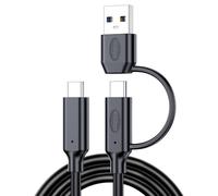 Poihiom Câble USB 4 de type C 2 en 1 compatible Thunderbolt 4/3, 240 W, charge rapide 40 Gbit/s, transfert vidéo 8K pour MacBook, iPhone 17/16/15, SSD