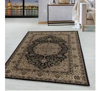 Poil ras Tapis oriental classique design salon antique Naïn Moquette Noir 120 x 170 cm
