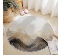 Poils Courts Tapis Rond Simple Élégant Rêveur Lignes Thème, Gris Jaune Clair Lavable en Machine Doux Tapis Rond pour Salon Chambre à Coucher Dortoir Véranda - 100 cm Antidérapants Isolation Phonique