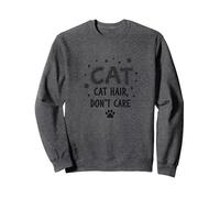 Poils de Chat, ne Vous souciez Pas - Devise de l'amant des félins à Fourrure Sweatshirt, Unisexe pour Adultes, Chiné Foncé, S