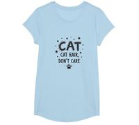 Poils de Chat, ne Vous souciez Pas - Devise de l'amant des félins à Fourrure T-Shirt, Fille, Bleu Céleste, XS
