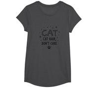 Poils de Chat, ne Vous souciez Pas - Devise de l'amant des félins à Fourrure T-Shirt, Fille, Chiné Foncé, L