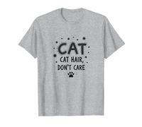 Poils de Chat, ne Vous souciez Pas - Devise de l'amant des félins à Fourrure T-Shirt, Homme, Gris Chiné, M