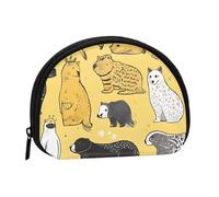 Poilu Furet Mini pochette de rangement compacte pour cosmétiques, petit porte-monnaie avec fermeture éclair pour femme, noir, taille unique, élégant, Noir , Taille unique, Élégant