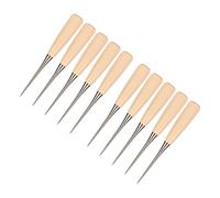 Poinçon à Gratter en Cuir, 10 Pcs Poinçons à Manche en Bois pour Coudre la Pile de Poinçonnage à la Main et les Coupe-papier à Guillotine