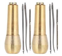 Poinçon de Couture, Aiguille pour Chaussures à Coudre Aiguilles Piercing Broderie Cordonnier en Cuir à la Main Awl 2 Set Poignée en Cuivre Poinçon à Coudre Cône Cuir Couture Outil de Réparation de