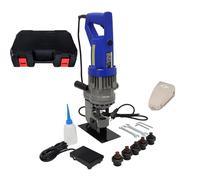Poinçonneuse Hydraulique 1400W avec Socle pour Travail d'Atelier, Machine à Poinçonner Métal Électrique pour Barre d'Aluminium et Fer Cornière