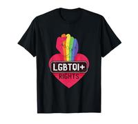 Poing arc-en-ciel en forme de cœur pour la défense des droits des LGBTQI+ T-Shirt