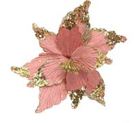 Poinsettia Décoration de sapin de Noël à paillettes pour fêtes et événements à la maison Rose chair 25 cm