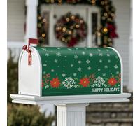 Poinsettia Housse magnétique pour boîte aux lettres de Noël, motif flocon de neige et verdure pour décoration de porche, 53,3 x 64,9 cm, vert