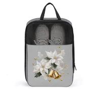 Poinsettias White Holly Leaves Golden Bells Sac à chaussures pour voyage Usage quotidien Anti-poussière Pochette de rangement pour chaussures de golf