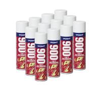 POINT 006 Colle en Spray Résistante à 120°C - Collage Multi-Surfaces, Pulvérisation Uniforme et Finition Transparente Jusqu'à 2 m² pour Garnitures Auto, Tapisserie et Bricolage - 12 x 500 ml