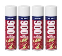POINT 006 Colle en Spray Résistante à 120°C - Collage Multi-Surfaces, Pulvérisation Uniforme et Finition Transparente Jusqu'à 2 m² pour Garnitures Auto, Tapisserie et Bricolage - 4 x 500 ml