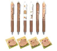 Point De Balle De Presse Éteint En 6 Parties, Carnet De Notes Collant En 4 Pièces, Modèle De Capybara Mignon, Stylo Rétractable, Description Des Enfants, Adaptée Au Bureau De L'École.