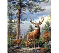 point de croix kit complet adulte,Cerf dans la forêt,dmc 11CT canevas kit complet,debutant broderie point de croix imprimé 40×50cm