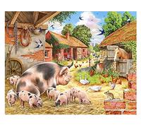 point de croix kit complet adulte,Cochon De Ferme Et Coq,dmc 11CT canevas kit complet,debutant broderie point de croix imprimé 40×50cm