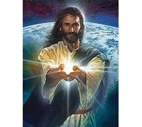 point de croix kit complet adulte,Jésus Religieux Terre,dmc canevas point de croix kit complet,40×50cm,debutant broderie point de croix imprimé