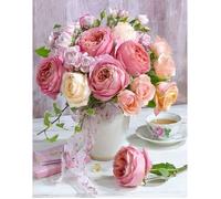 point de croix kit complet Fleurs Rose 11CT canevas debutant broderie imprimé 40×50cm Fleurs Rose fleurs rose KIT OUVRAGE COUTURE
