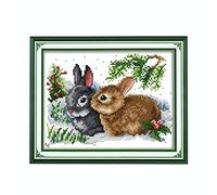 point de croix kit complet imprimé debutant enfant Lapin canevas point de croix compté de adulte 11CT broderie Cross Stitch Kits Artisanat Couture Needlework chambre décoration cadeau