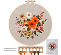 Point de Croix Starter Kit avec Motif Floral, DIY Cross Stitch Embroidery pour Adultes Débutants - Kit de Couture à la Main