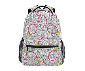 Point De Fruit du Dragon Blanc Cartable Sac à Dos Ecole étudiant Scolaire d'ordinateur pour Voyage Ados Filles Garçons Enfant