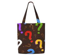 Point d'interrogation coloré，Sacs d'épicerie réutilisables, sacs fourre-tout de grande capacité, sac à bandoulière en toile