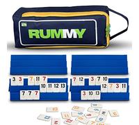 Point Games Jeu de rami Classique Pleine Grandeur avec Supports et tuiles Pliables à 3 Niveaux - Sac de Rangement en Toile Super Durable - Idéal pour l'apprentissage des Enfants