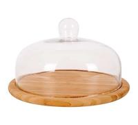 LIVWISE POINT VIRGUL Plateau bambou fromage cloche verre FSC - 30 x 30 cm