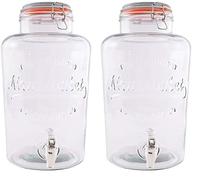 Point-Virgule Distributeur de Boisson en Verre avec Robinet, pour l'eau et des Cocktails, Meuble Bar, 8L (Lot de 2)