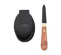 Point-Virgule Ensemble de 2 pièces composé d'un couteau à huîtres et d'un support en bois, acier inoxydable et plastique 16 x 2,5 x 1,5 cm