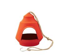 Point-Virgule mangeoire à Oiseaux en Fibre de Bambou Orange 17.7x17.9x15.5cm