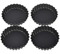 Point-Virgule moule mini tartelette, quiche antiadhésif et à fond mobile, lot de 4 avec diametre 10cm