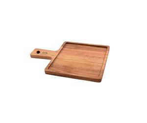 Point-Virgule planche apero en bois d'acacia carrée avec poignée, planche à hamburger, 21cm, Brun