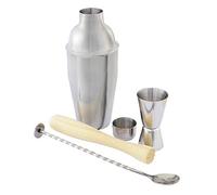 Point-Virgule Set à Cocktail avec Shaker Cocktail, Cuillère Cocktail, Doseur Cocktail et Pilon Cocktail, Cocktail Kit en Acier Inoxydable, 4 Pièces, Neutre
