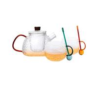 Point-Virgule set de théière avec filtre, 2 tasses et cuillères en verre borosilicate