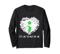 Point-Virgule sur la santé mentale It's OK to Not Be OK Heart Art Manche Longue