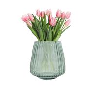 Point-Virgule Vase decoratif, décoration Maison, Vase Fleur en Verre, Vert, 17.7x18cm