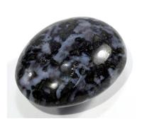Pointe cristal de roche + Galet en Gabbro Merlinite 7 cm