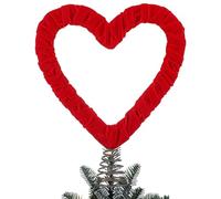 Pointe d'arbre de Noël en forme de cœur - Dessus d'arbre à cœur avec motif de printemps pour saint, décoration en velours pour mariage anniversaire fête